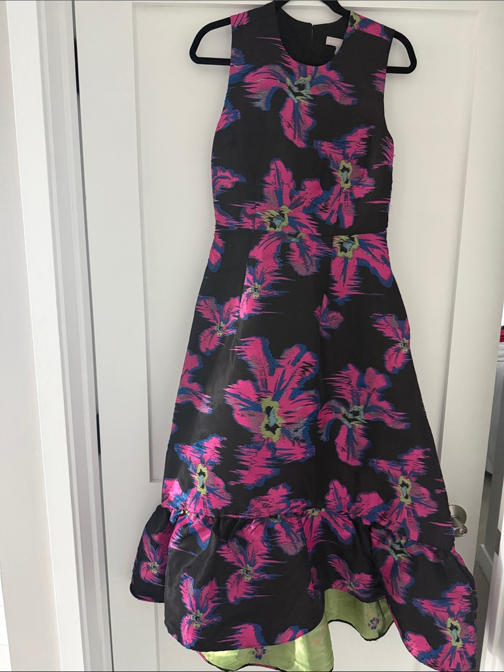 Black Dress with Pink Floral Print